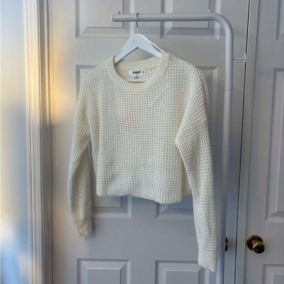 New Misguided Creme Crewneck Cropped Knit Sweater Size Small - Picture 8 of 11